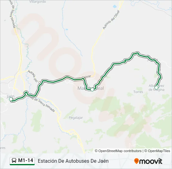 M1-14 Bus Line Map