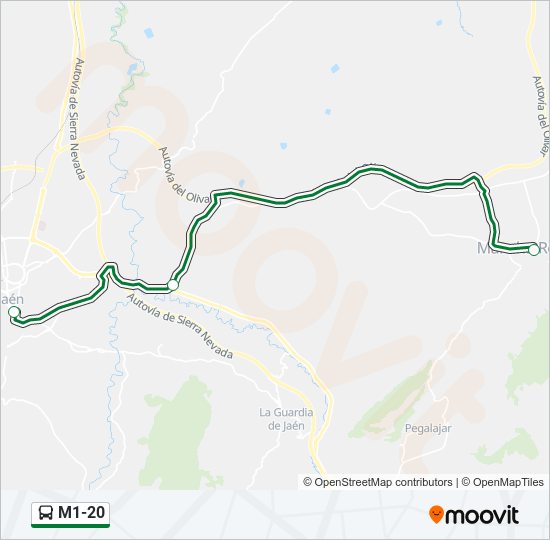 M1-20 bus Line Map