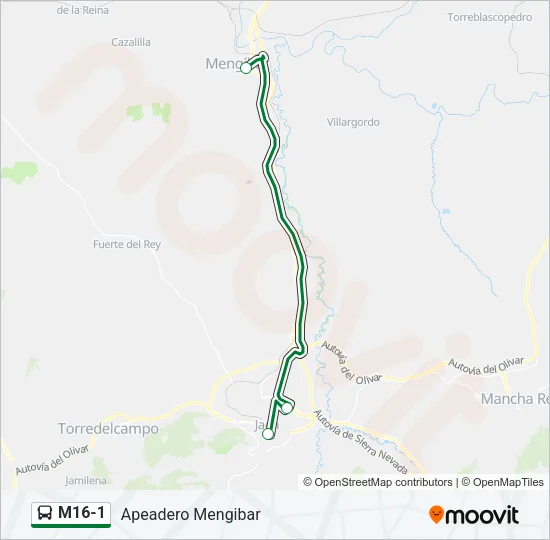 M16-1 Bus Line Map
