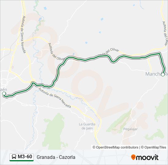 Mapa de M3-60 de autobús