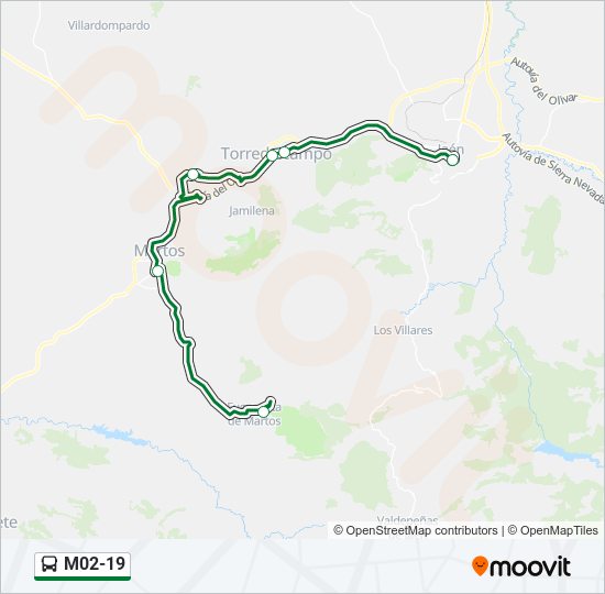 M02-19 bus Mapa de línia