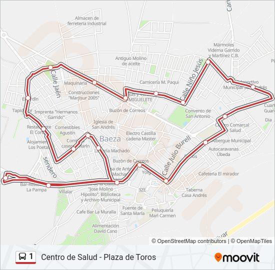 Mapa de 1 de autobús