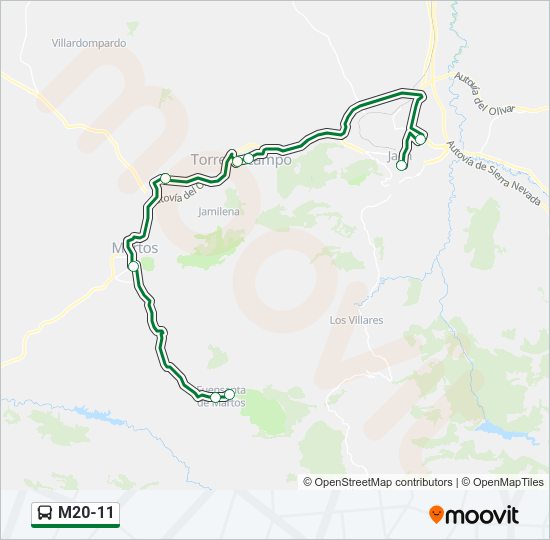 Mapa de M20-11 de autobús