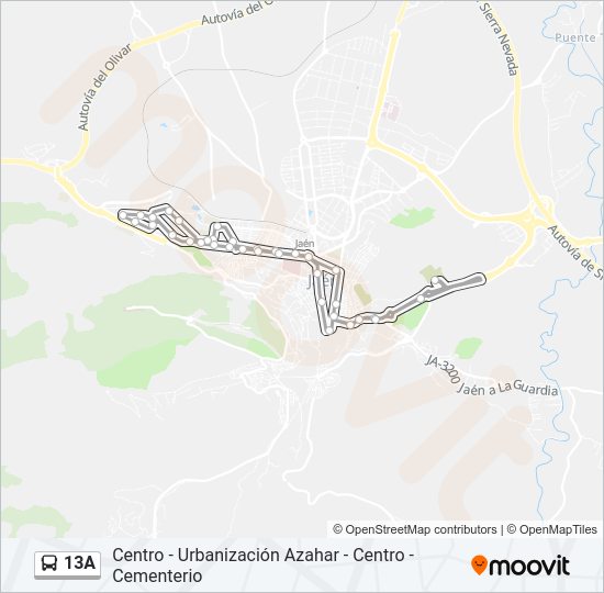 Mapa de 13A de autobús