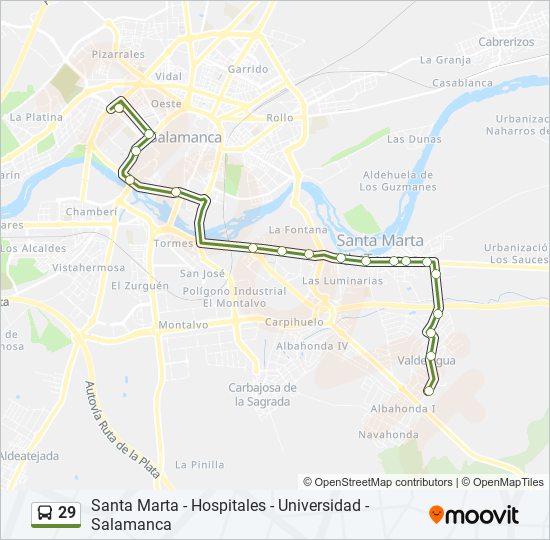 29 bus Line Map