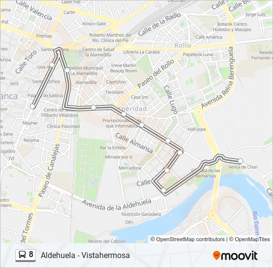 8 bus Mapa de línia