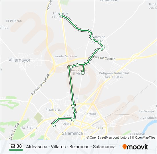 38 bus Line Map