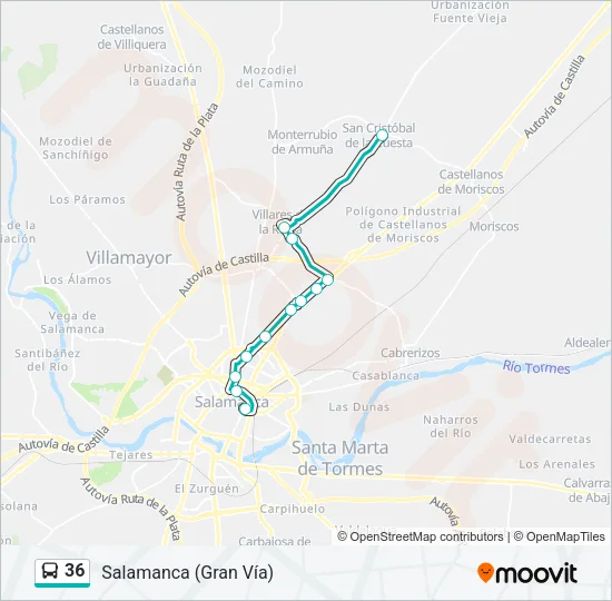 36 Bus Line Map