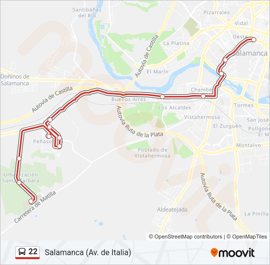 Mapa de 22 de autobús