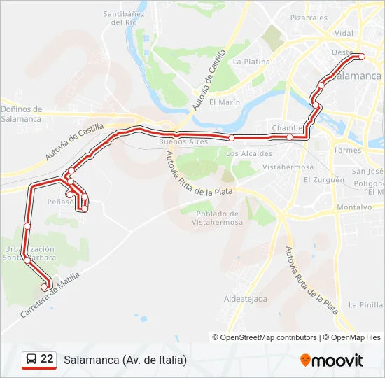 22 Bus Line Map