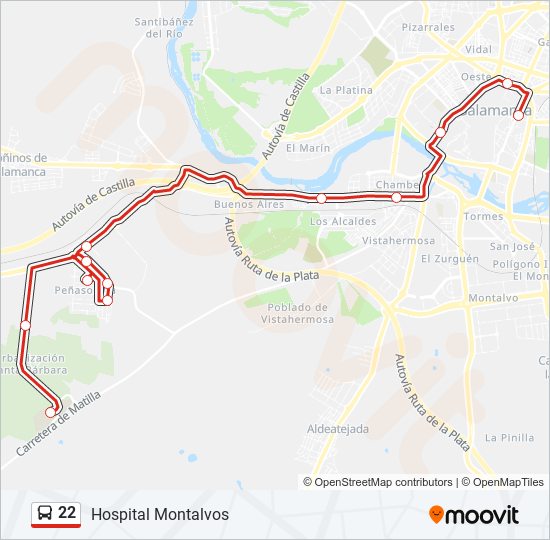 22 bus Line Map