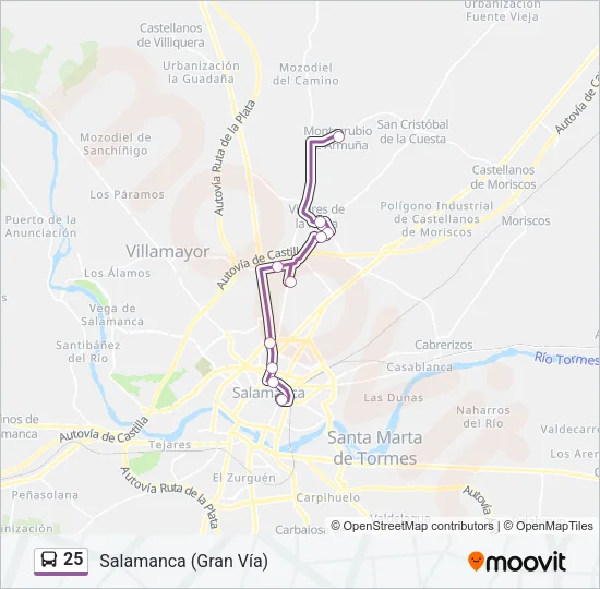 25 Bus Line Map