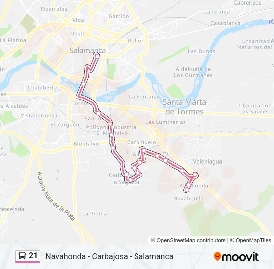 21 Bus Line Map