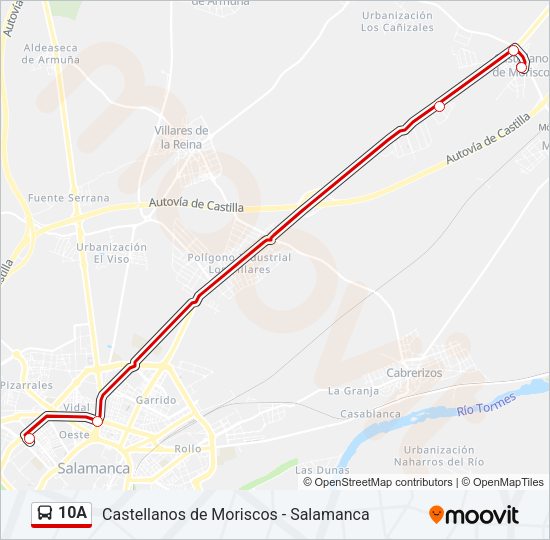 Mapa de 10A de autobús