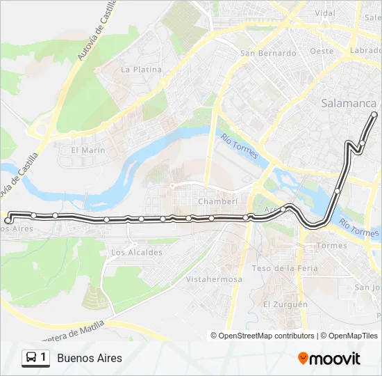 1 Bus Line Map