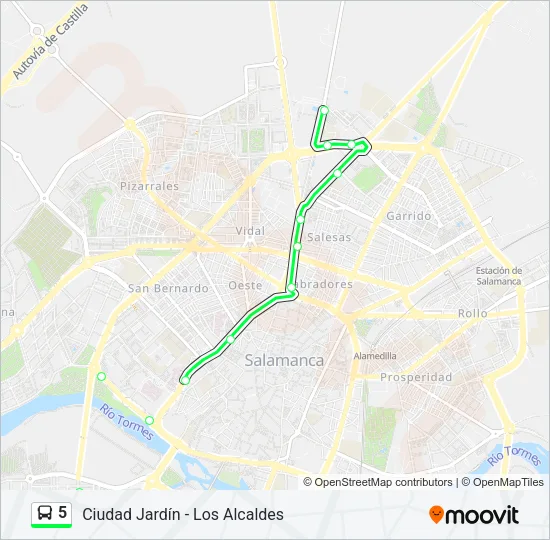 5 Bus Line Map