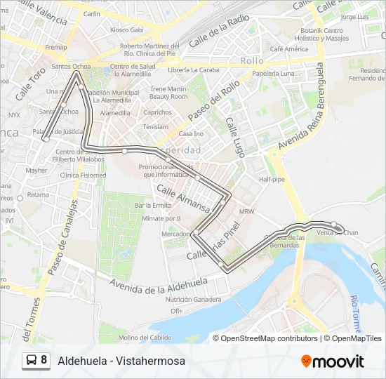 8 bus Mapa de línia