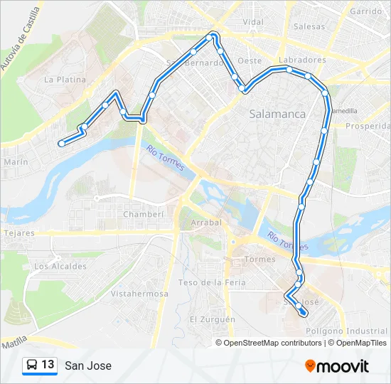 13 Bus Line Map