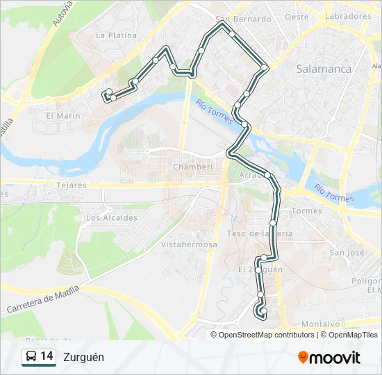 14 Bus Line Map