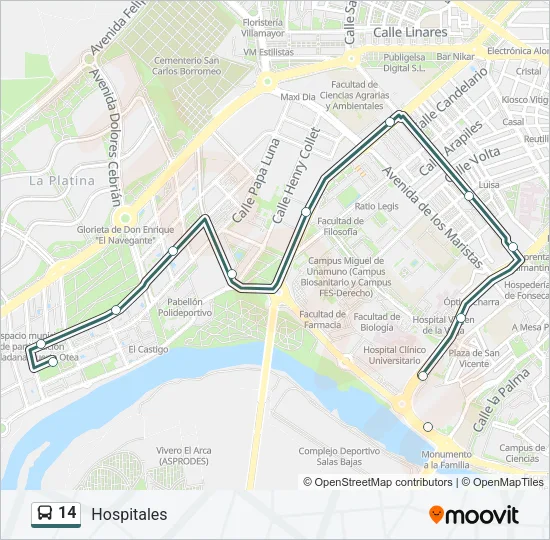 14 Bus Line Map