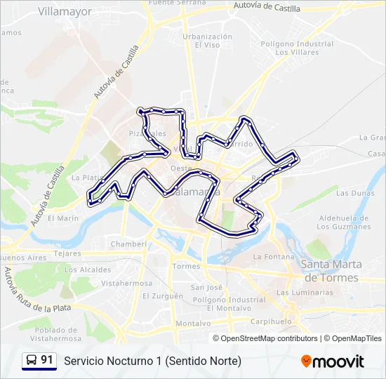 91 Bus Line Map