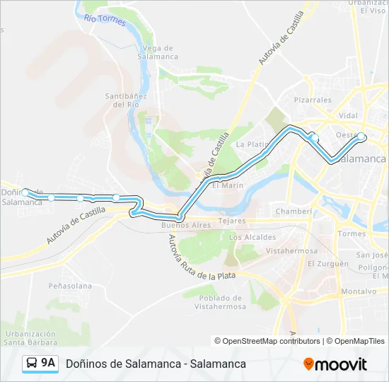 9A Bus Line Map