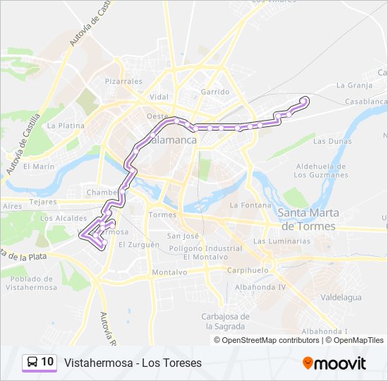 10 bus Mapa de línia