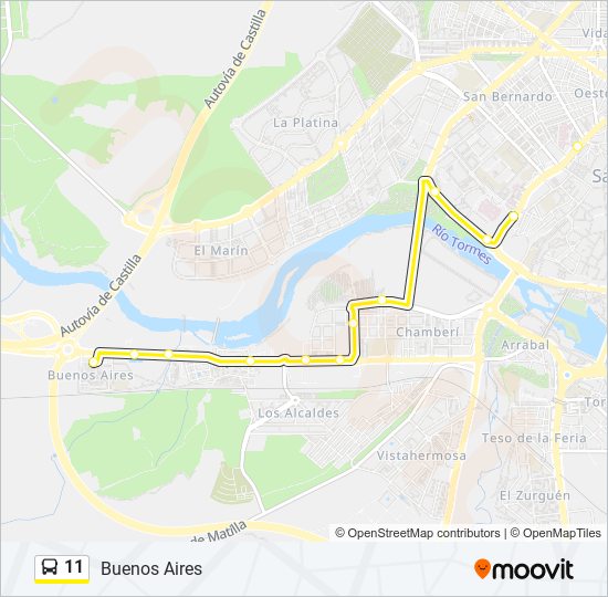 Mapa de 11 de autobús