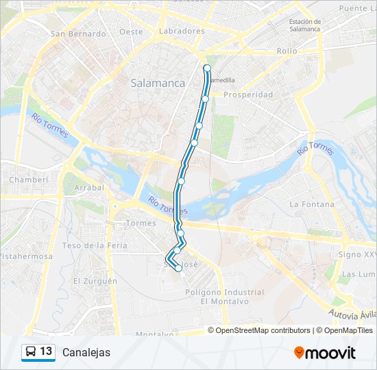 Mapa de 13 de autobús