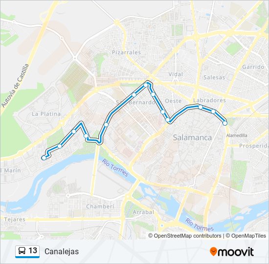 13 bus Line Map