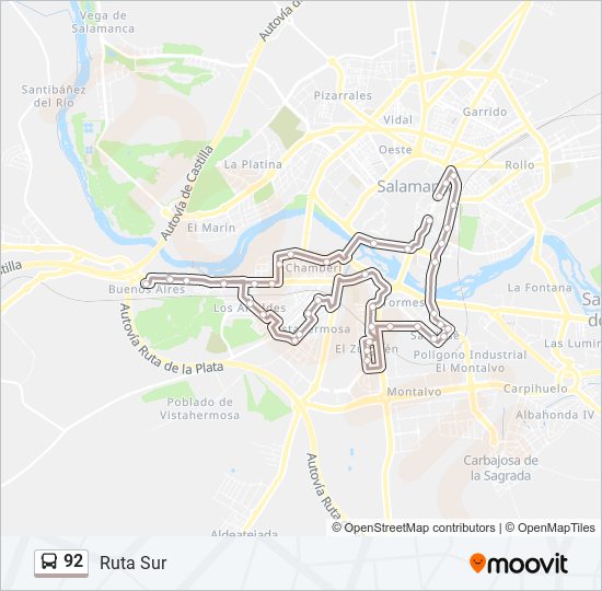Mapa de 92 de autobús