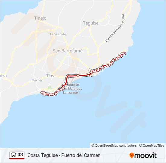bestia Camarada Cuestiones diplomáticas Línea 03: horarios, paradas y mapas - Puerto Del Carmen (Actualizado)