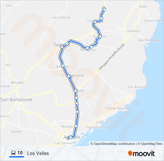 10 bus Mapa de línia