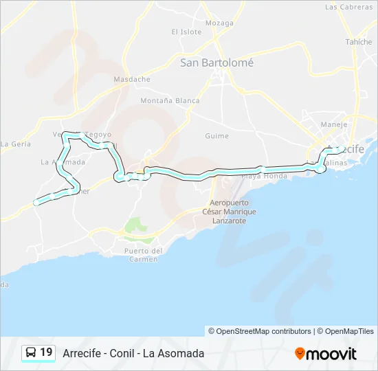 19 bus Mapa de línia