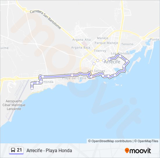 21 bus Mapa de línia