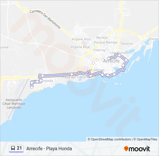21 bus Mapa de línia