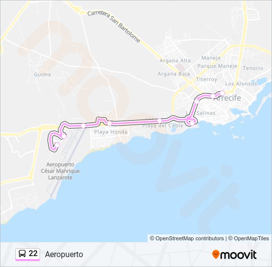 22 bus Line Map