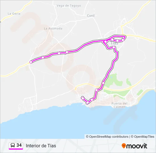34 Bus Line Map