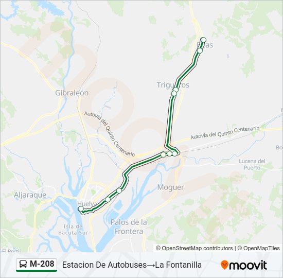 Mapa de M-208 de autobús