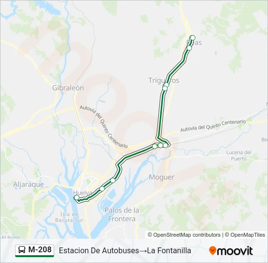 M-208 Bus Line Map