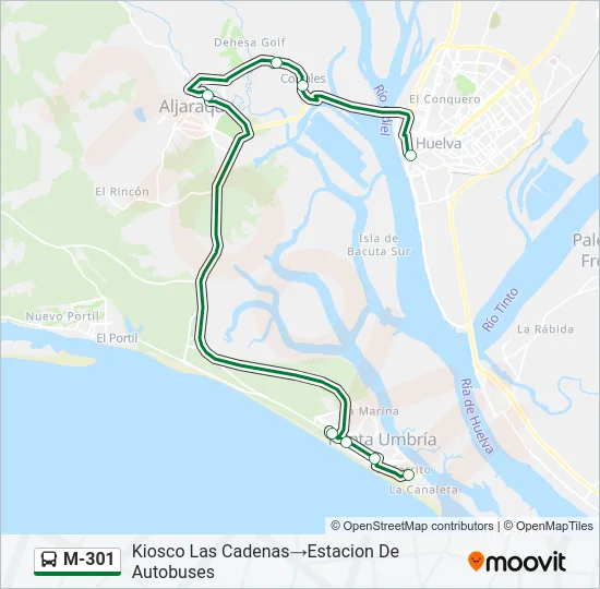 M-301 Bus Line Map