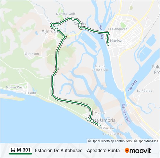 M-301 Bus Line Map