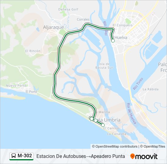 M-302 Bus Line Map