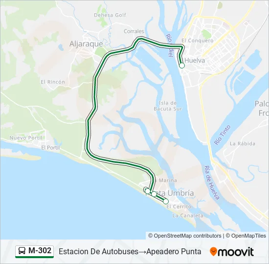 M-302 Bus Line Map