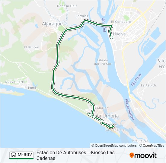 M-302 Bus Line Map