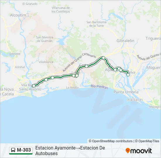 M-303 Bus Line Map
