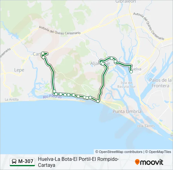 M-307 Bus Line Map