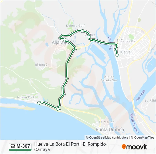 M-307 Bus Line Map