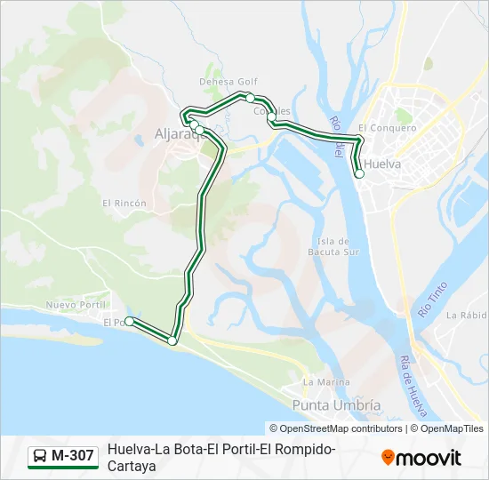 M-307 Bus Line Map
