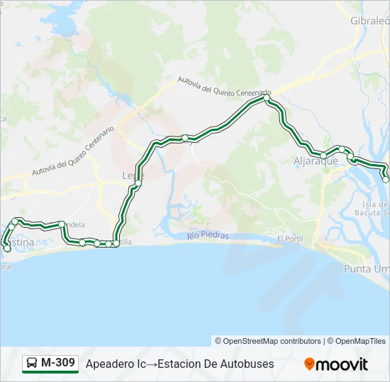 M-309 Bus Line Map